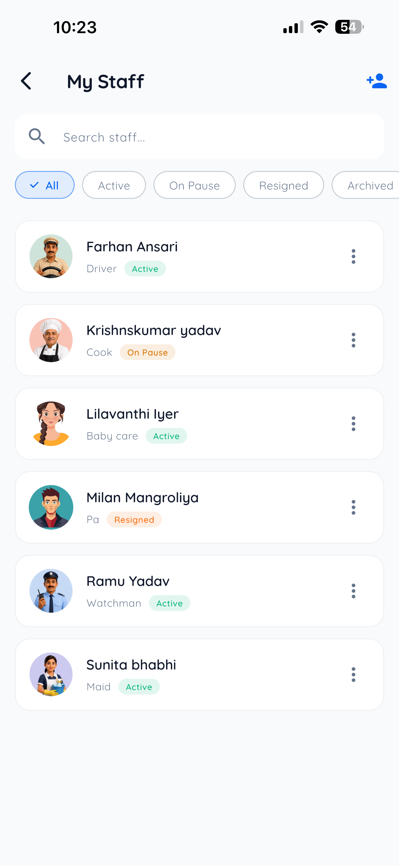 My Staff list